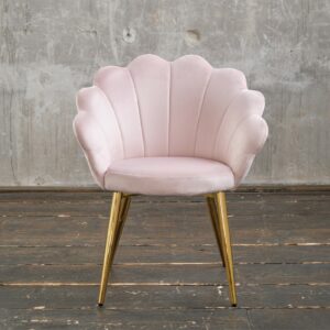 Designstühle KAWOLA Stuhl CARLA Esszimmerstuhl Velvet rosa Fuß gold im onlineshop kaufen