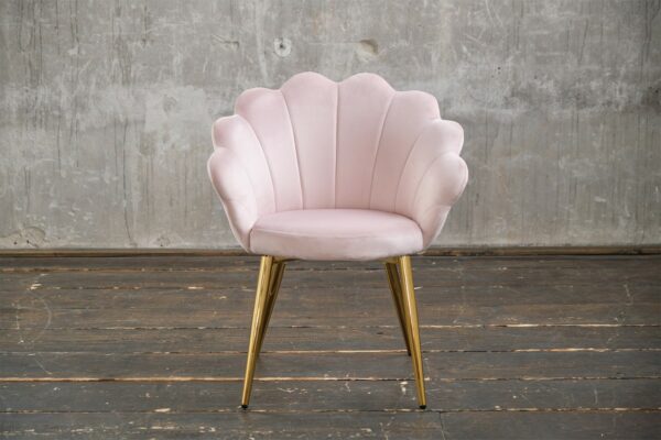 Designstühle KAWOLA Stuhl CARLA Esszimmerstuhl Velvet rosa Fuß gold im onlineshop kaufen