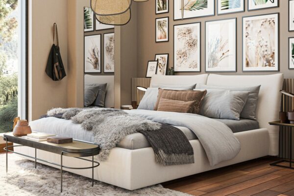 Betten KAWOLA Bett HENRY Polsterbett Stoff beige 180x200cm im onlineshop kaufen