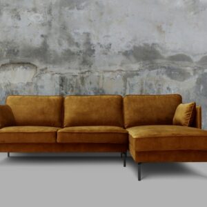 Ecksofa KAWOLA Sofa VINCENT Ecksofa Stoff Velvet cognac Recamiere rechts im onlineshop kaufen