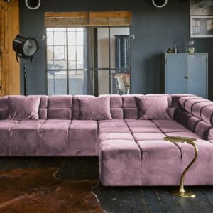 Ecksofa KAWOLA Sofa NEVADA Ecksofa Velvet rosa Recamiere rechts mit motorischem Sitzvorzug im onlineshop kaufen