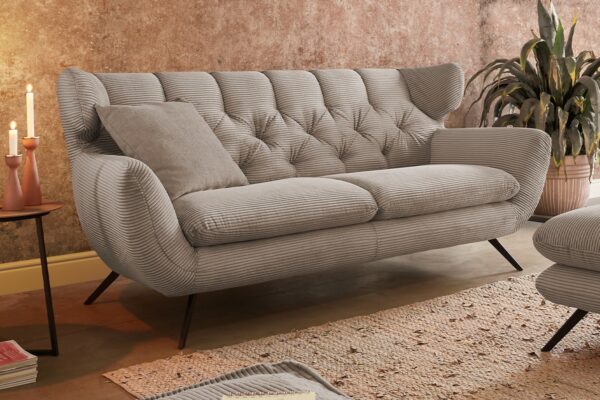 Boho Style KAWOLA Sofa CHARME 2-Sitzer Cord taupe im onlineshop kaufen
