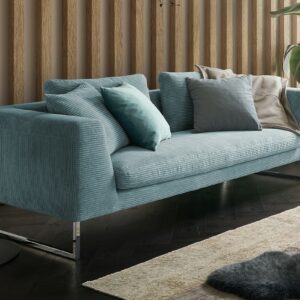 Boho Style KAWOLA Sofa ARIAN 2,5-Sitzer Metallkufe chrom Cord hellblau im onlineshop kaufen