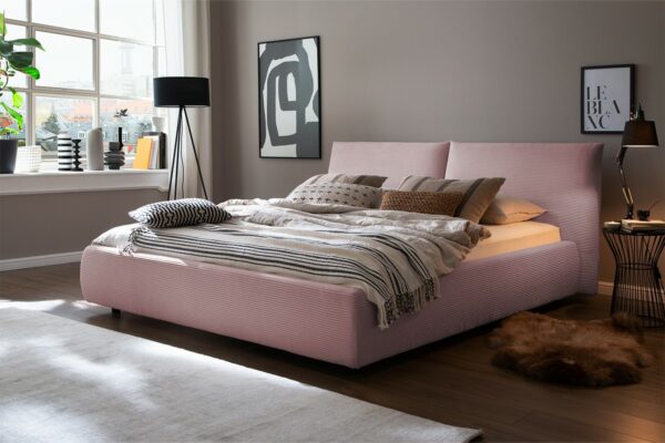 Betten KAWOLA Bett HENRY Polsterbett Cord rosa 160x200cm im onlineshop kaufen
