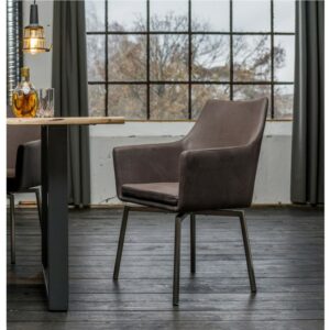 Brooklyn Loft Stuhl Cali Sessel Microfaser Esszimmerstuhl dunkelgrau Füße Edelstahl im onlineshop kaufen