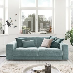 Boho Style KAWOLA Sofa MADELINE 2-Sitzer Cord hellblau im onlineshop kaufen