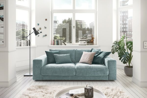 Boho Style KAWOLA Sofa MADELINE 2-Sitzer Cord hellblau im onlineshop kaufen