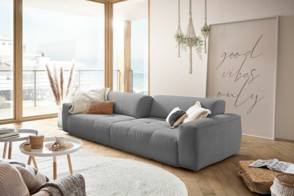BigSofa KAWOLA Sofa TORI 3-Sitzer mit Sitztiefenverstellung Cord grau im onlineshop kaufen