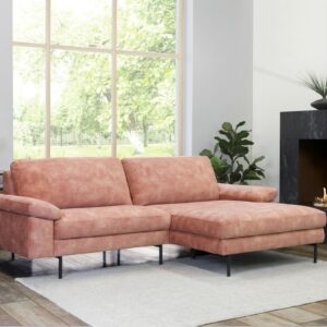 Ecksofa KAWOLA Sofa VISAO Ecksofa Velvet Recamiere rechts rosa im onlineshop kaufen