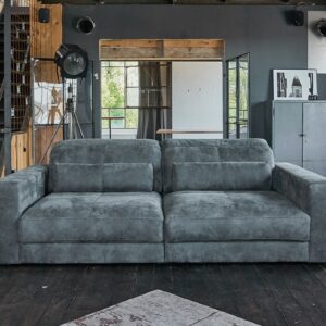 Boho Style Sofa Ledersofa GIGANT 3,5-Sitzer Leder anthrazit im onlineshop kaufen