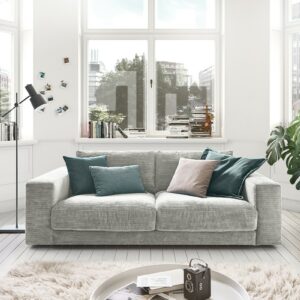 Boho Style KAWOLA Sofa MADELINE 2-Sitzer Cord hellgrau im onlineshop kaufen