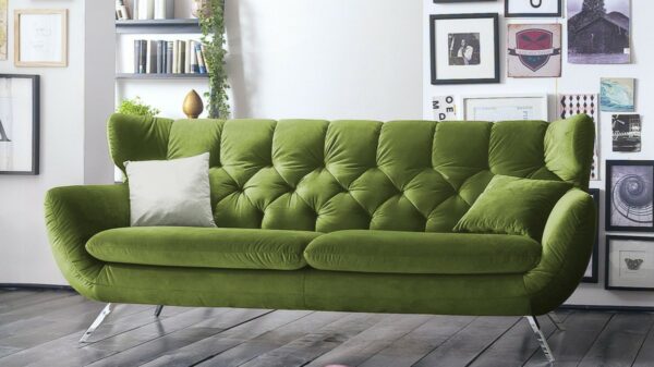 Sofas KAWOLA Sofa CHARME 3-Sitzer Stoff Velvet green 225x94x95cm (B/H/T) im onlineshop kaufen