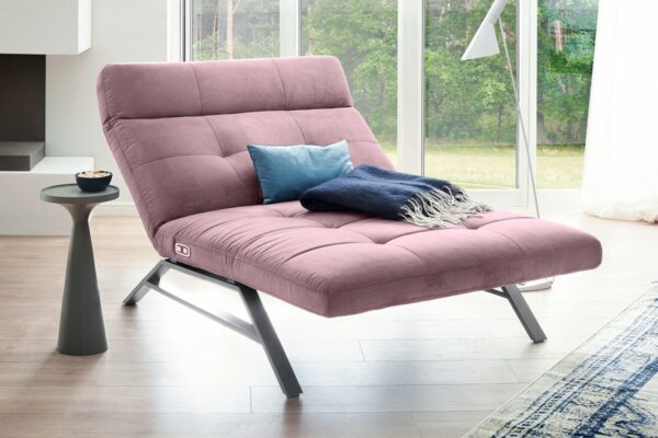 Velvet Dream KAWOLA Liege AMERIVA Sessel Relaxliege Maxi Velvet rosa Fuß chrome im onlineshop kaufen