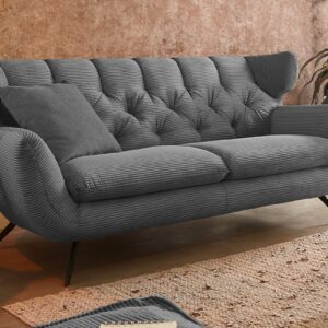 Boho Style KAWOLA Sofa CHARME 2,5-Sitzer Cord grau im onlineshop kaufen