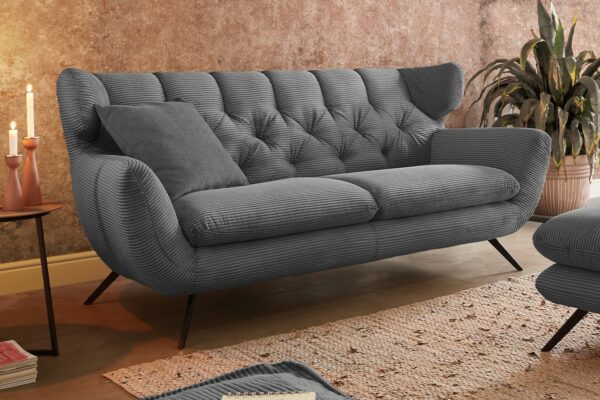 Boho Style KAWOLA Sofa CHARME 2,5-Sitzer Cord grau im onlineshop kaufen