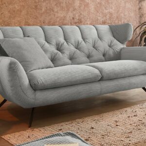 Boho Style KAWOLA Sofa CHARME 2,5-Sitzer Cord hellgrau im onlineshop kaufen