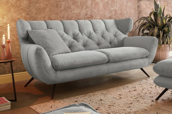 Boho Style KAWOLA Sofa CHARME 2,5-Sitzer Cord hellgrau im onlineshop kaufen