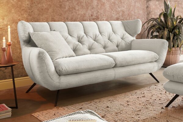 Boho Style KAWOLA Sofa CHARME 2-Sitzer Cord cremeweiß im onlineshop kaufen
