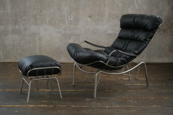 Designstühle KAWOLA Relaxsessel ROWA Sessel Leder schwarz (B/H/T) 77x88x103 inklusive Hocker im onlineshop kaufen