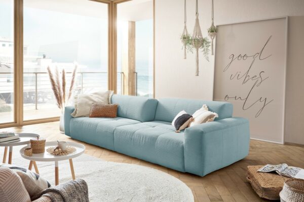 BigSofa KAWOLA Sofa TORI 3-Sitzer mit Sitztiefenverstellung Cord hellblau im onlineshop kaufen