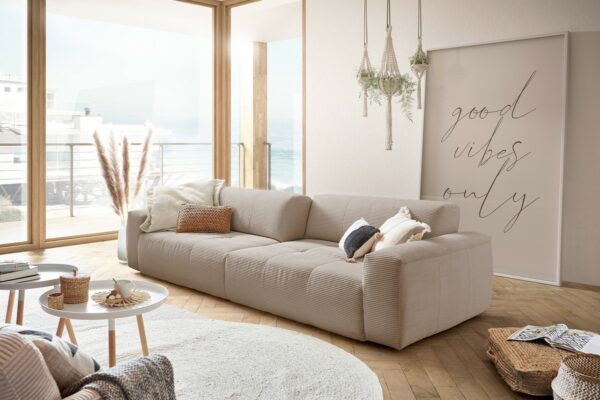 BigSofa KAWOLA Sofa TORI 3-Sitzer mit Sitztiefenverstellung Cord taupe im onlineshop kaufen