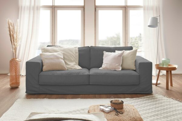 Brooklyn Loft KAWOLA Sofa ROMA 2-Sitzer Stoff grau im onlineshop kaufen