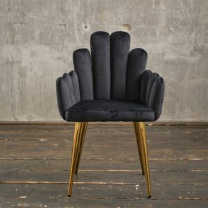 Designstühle KAWOLA Stuhl FREJA Esszimmerstuhl Velvet schwarz Fuß gold im onlineshop kaufen