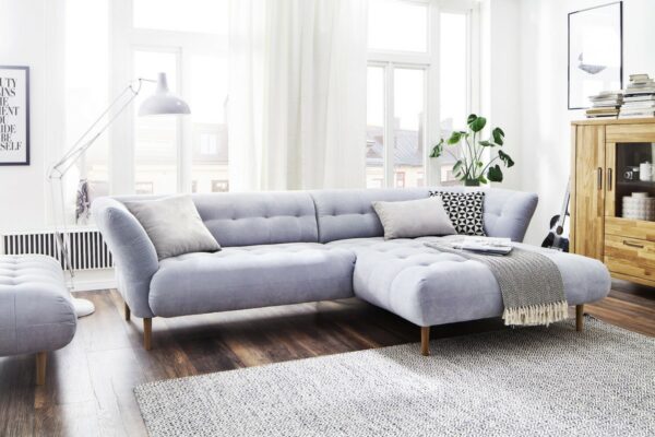 BigSofa KAWOLA Ecksofa NALA Sofa Longchair rechts Stoff hellblau im onlineshop kaufen