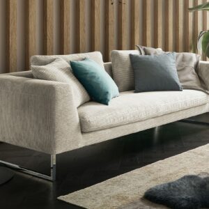 Boho Style KAWOLA Sofa ARIAN 2,5-Sitzer Metallkufe chrom Cord cremeweiß im onlineshop kaufen
