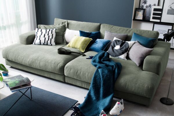 BigSofa KAWOLA Big Sofa MADELINE Stoff olivgrün im onlineshop kaufen