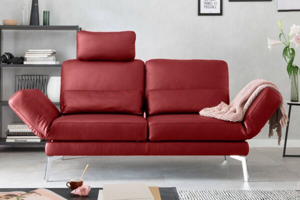 Boho Style KAWOLA Sofa HURRICANE 2-Sitzer Leder rot im onlineshop kaufen