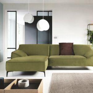 BigSofa KAWOLA Ecksofa TUNIA Sofa Recamiere links Stoff Velvet grün im onlineshop kaufen