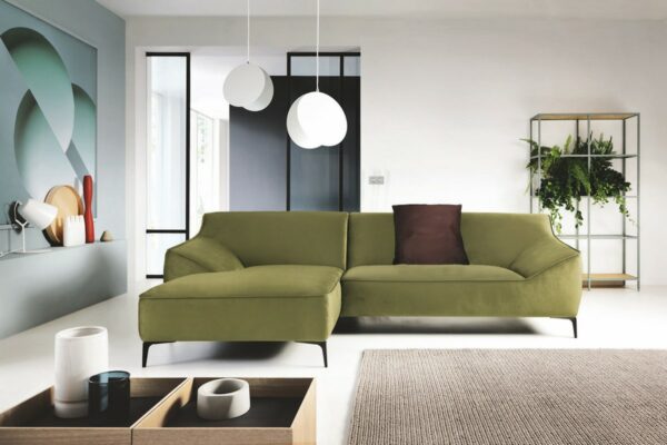 BigSofa KAWOLA Ecksofa TUNIA Sofa Recamiere links Stoff Velvet grün im onlineshop kaufen