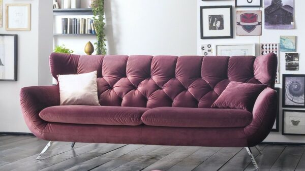 Sofas KAWOLA Sofa CHARME 3-Sitzer Stoff Velvet rosa 225x94x95cm (B/H/T) im onlineshop kaufen