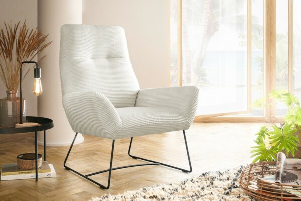 Industriell KAWOLA Sessel BISA Cord cremeweiß im onlineshop kaufen