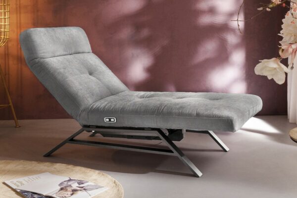 Brooklyn Loft KAWOLA Liege AMERIVA Sessel Relaxliege Velvet grau Fuß chrome im onlineshop kaufen