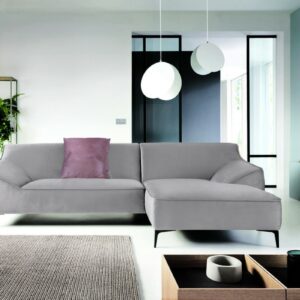 BigSofa KAWOLA Ecksofa TUNIA Sofa Recamiere rechts Stoff Velvet hellgrau im onlineshop kaufen