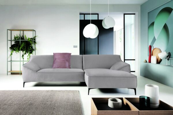 BigSofa KAWOLA Ecksofa TUNIA Sofa Recamiere rechts Stoff Velvet hellgrau im onlineshop kaufen