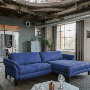 Brooklyn Loft KAWOLA Sofa MALTA Ecksofa Stoff blau Recamiere rechts im onlineshop kaufen