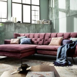 Ecksofa KAWOLA Ecksofa CHARME Sofa mit Longchair links Velvet purple im onlineshop kaufen