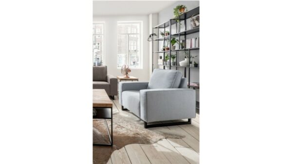 Boho Style KAWOLA Sessel RIDO Stoff mit Kufenfüßen matt schwarz im onlineshop kaufen