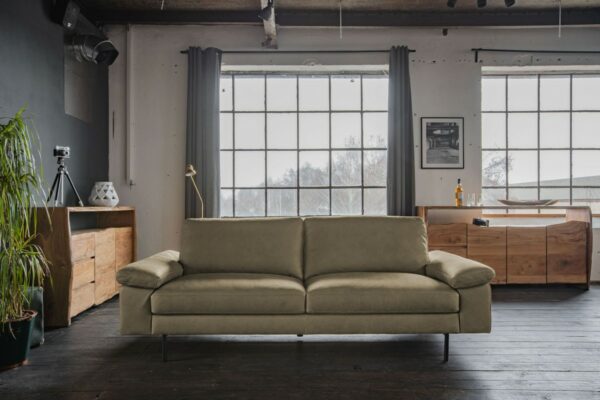 Brooklyn Loft KAWOLA Ledersofa ELVIRA 2,5 Sitzer Sofa Leder olivgrün im onlineshop kaufen