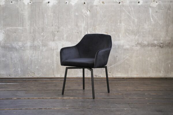 Designstühle KAWOLA Stuhl LOUI Esszimmerstuhl drehbar velvet schwarz Füße matt-schwarz im onlineshop kaufen