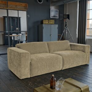 Boho Style KAWOLA Sofa NELE 3-Sitzer Cord beige im onlineshop kaufen