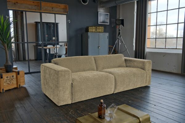 Boho Style KAWOLA Sofa NELE 3-Sitzer Cord beige im onlineshop kaufen