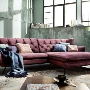 Ecksofa KAWOLA Ecksofa CHARME Sofa mit Longchair rechts Velvet purple im onlineshop kaufen