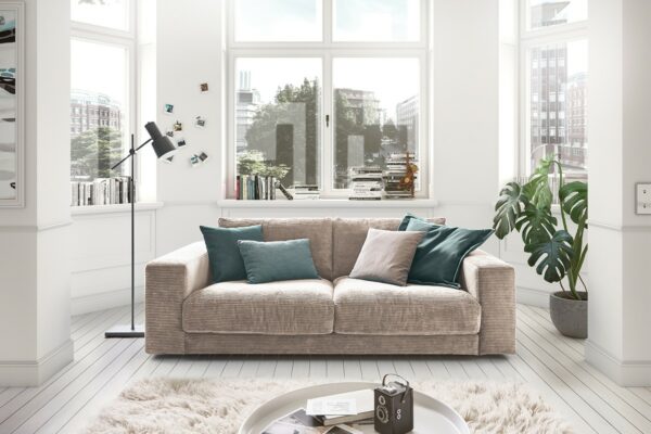 Boho Style KAWOLA Sofa MADELINE 2-Sitzer Cord taupe im onlineshop kaufen