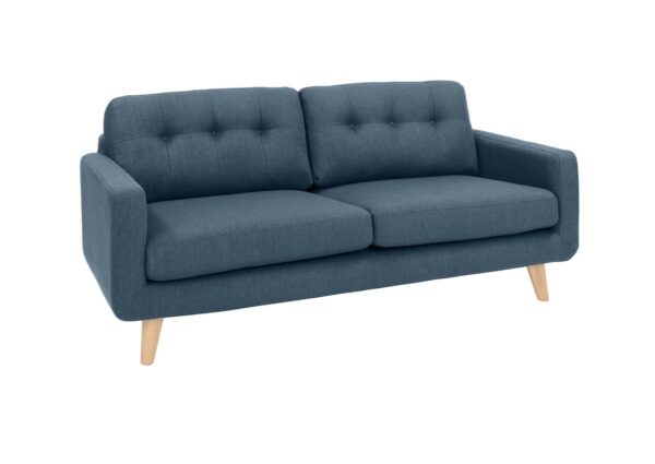 Retro KAWOLA 3-Sitzer ALEXO Sofa Stoff blau im onlineshop kaufen