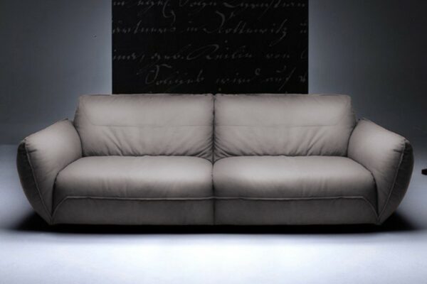 Boho Style KAWOLA Sofa DAVITO 4-Sitzer Megasofa Leder grau im onlineshop kaufen