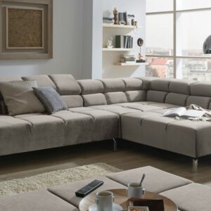 Ecksofa KAWOLA Sofa NELSON Ecksofa Velvet silber Recamiere rechts mit motorischem Sitzvorzug im onlineshop kaufen